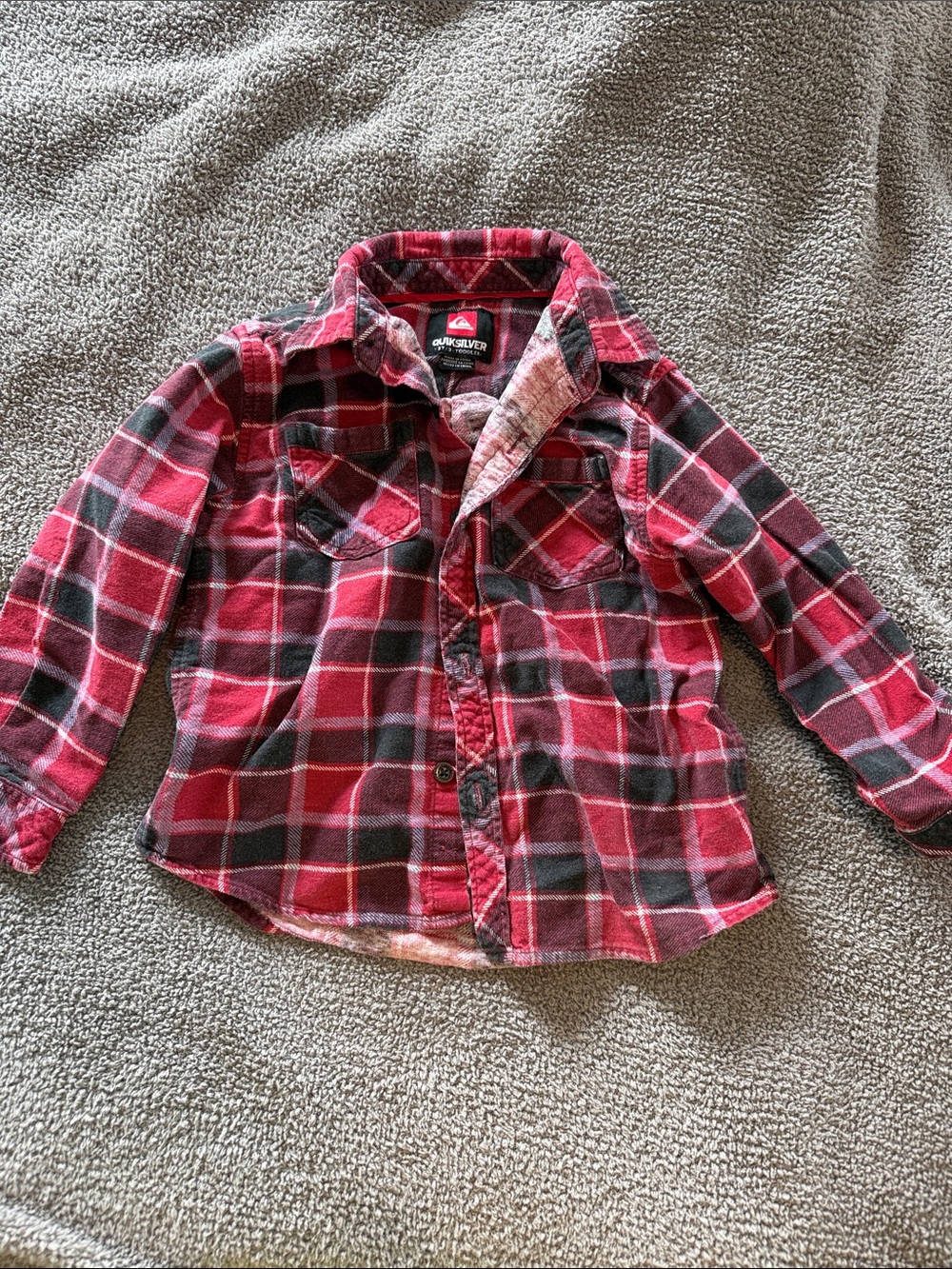 Quiksilver Kids Red and Black Plaid Button-Down Shirt